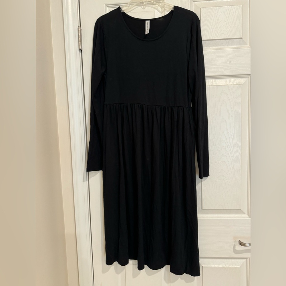 Zenana Outfitters Women's Black Knit Long Sleeve Midi Dress Size XL
